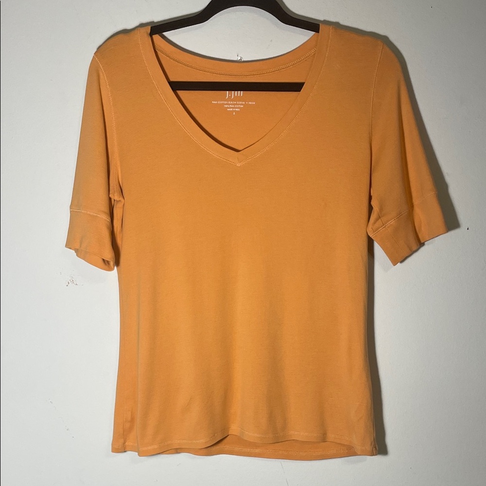 J. Jill Women's Short Sleeve V-Neck Tee in Mustard/Orange /Size Small